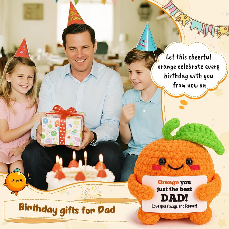 FEFAMM Christmas Birthday Gifts for Dad from Daughter Son - Mini Handmade Crochet Orange Birthday Gifts for Best Dad Stepdad and Father in Law Husband Unique Stocking Stuffer for Men With Love & Gratitude - Image 5